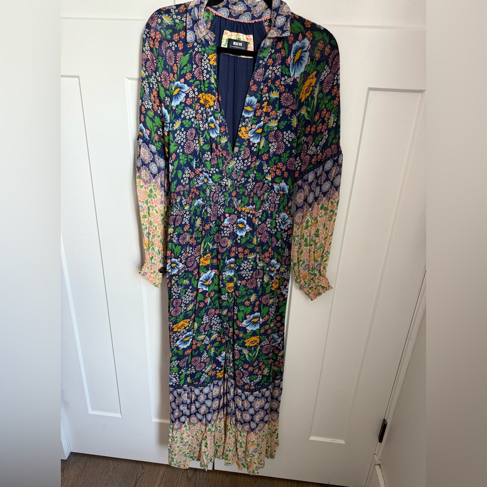 Anthropologie Maeve Ondine Maxi Dress in a blue and yellow floral print. Size S - Picture 5 of 8